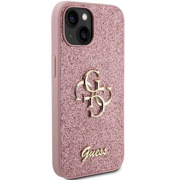 Husă originală GUESS GUHCP15SHG4SGP pentru iPhone 15 (Fixed Glitter Big 4G / roz)