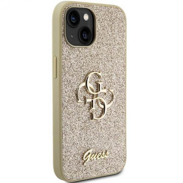 Husă originală GUESS GUHCP15SHG4SGD pentru iPhone 15 (Fixed Glitter Big 4G / auriu)