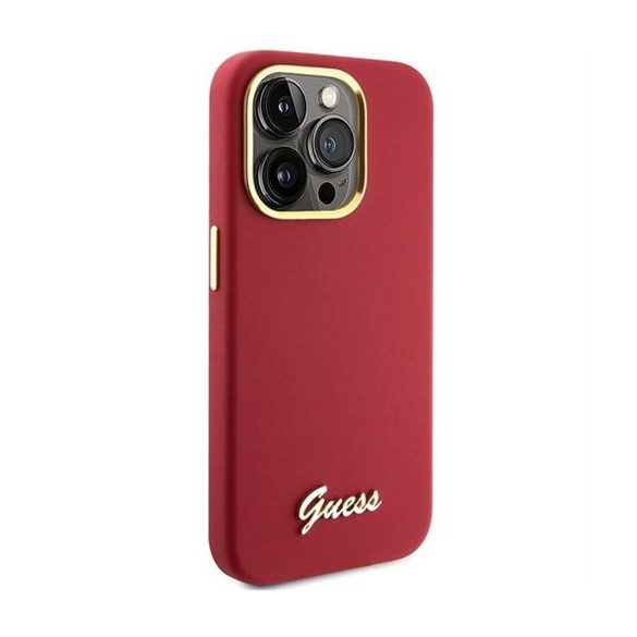 Husă GUESS pentru IPHONE 15 Pro GUHCP15LSMBSLM (sigla și ramă metalică silicon Script) magenta