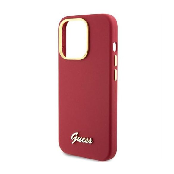 Husă GUESS pentru IPHONE 15 Pro GUHCP15LSMBSLM (sigla și ramă metalică silicon Script) magenta