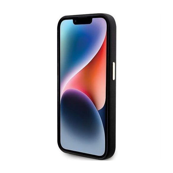 Husă GUESS pentru IPHONE 15 Pro GUHCP15LSMBSLK (sigla și ramă metalică silicon Script) neagră