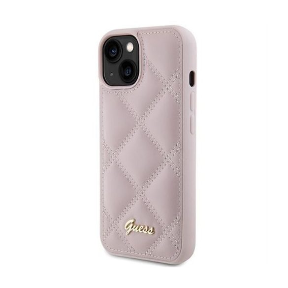 Husa GUESS pentru IPHONE 13 / 14 / 15 GUHCP15SPSQSQSP (Quilted Metal Logo) roz