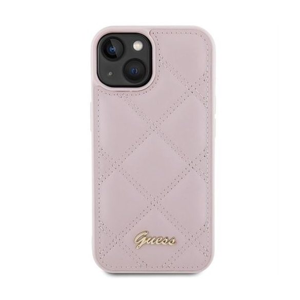 Husa GUESS pentru IPHONE 13 / 14 / 15 GUHCP15SPSQSQSP (Quilted Metal Logo) roz