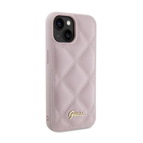 Husa GUESS pentru IPHONE 13 / 14 / 15 GUHCP15SPSQSQSP (Quilted Metal Logo) roz