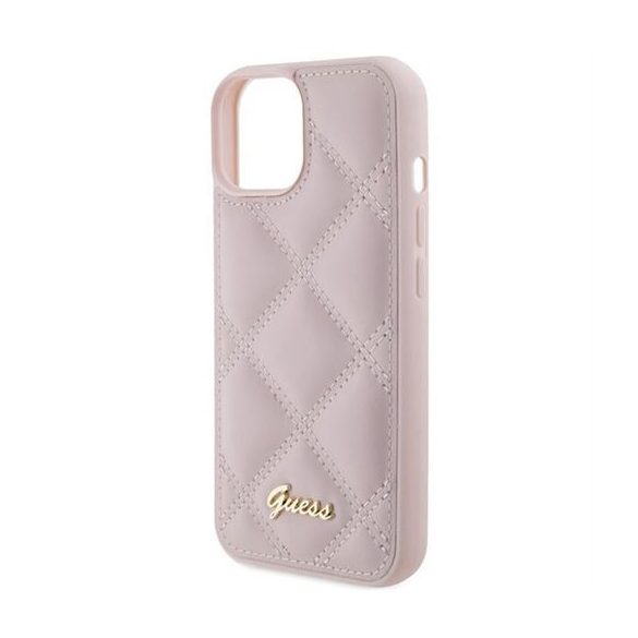 Husa GUESS pentru IPHONE 13 / 14 / 15 GUHCP15SPSQSQSP (Quilted Metal Logo) roz