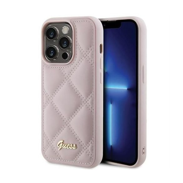 Husă GUESS pentru IPHONE 15 Pro GUHCP15LPSQSQSP (Sigla metalică matlasată) roz