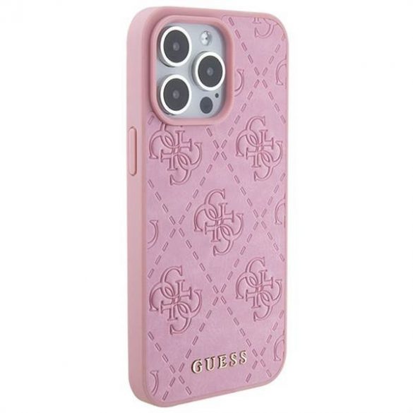 Husă originală GUESS GUHCP15LP4EPMP pentru iPhone 15 PRO (Quilted 4G Classic / roz)