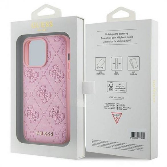 Husă originală GUESS GUHCP15LP4EPMP pentru iPhone 15 PRO (Quilted 4G Classic / roz)