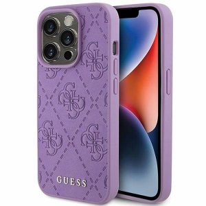 Husă originală GUESS GUHCP15LP4EPMU pentru iPhone 15 PRO (Quilted 4G Classic / violet deschis)