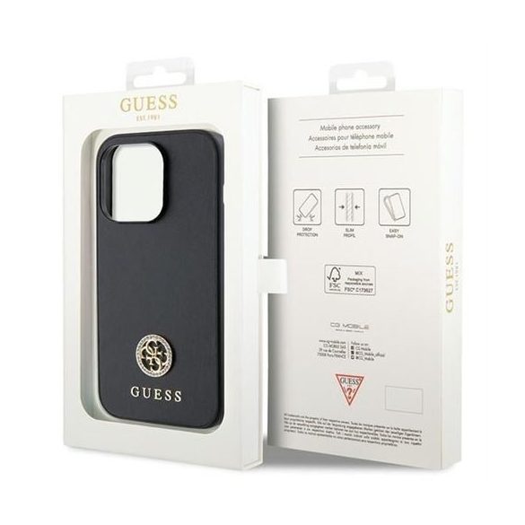 Husă GUESS pentru IPHONE 15 Pro GUHCP15LPS4DGPK (Strass Metal Logo) neagră