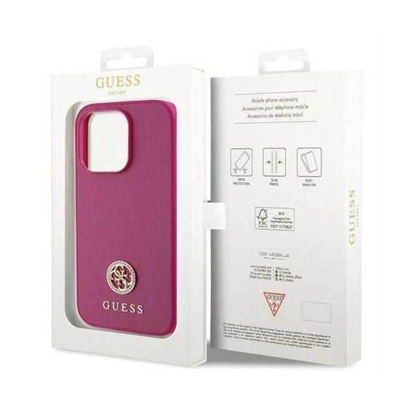 Husa GUESS pentru IPHONE 15 Pro GUHCP15LPS4DGPP (Strass Metal Logo) roz