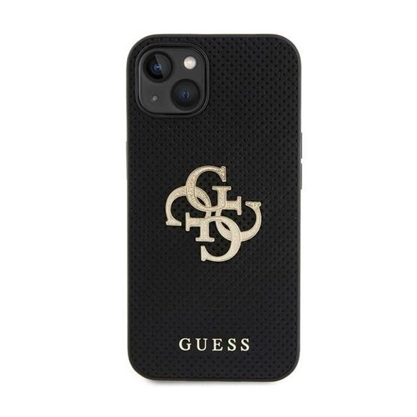 Husă GUESS pentru IPHONE 13 / 14 / 15 GUHCP15SPSP4LGK (Sigla cu sclipici 4G perforată din piele) neagră