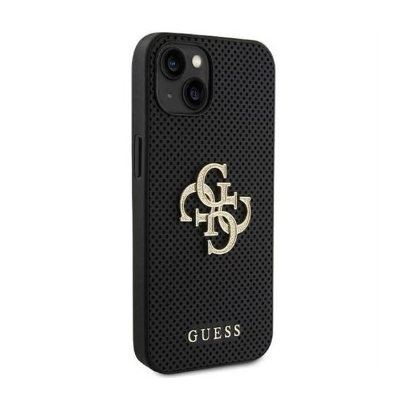 Husă GUESS pentru IPHONE 13 / 14 / 15 GUHCP15SPSP4LGK (Sigla cu sclipici 4G perforată din piele) neagră