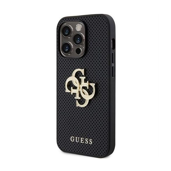 Husă GUESS pentru IPHONE 15 Pro GUHCP15LPSP4LGK (Sigla cu sclipici 4G perforată din piele) neagră