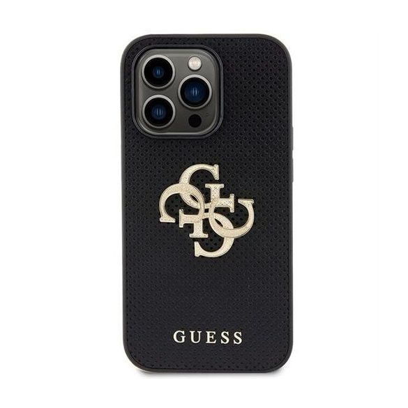 Husă GUESS pentru IPHONE 15 Pro GUHCP15LPSP4LGK (Sigla cu sclipici 4G perforată din piele) neagră