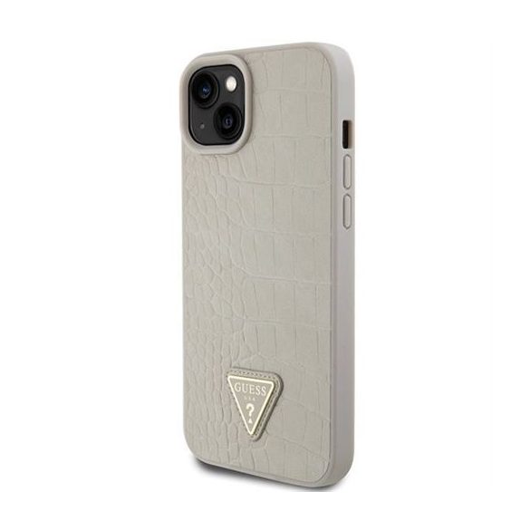 Husa GUESS pentru IPHONE 13 / 14 / 15 GUHCP15SPCRTHCD (Croco Triangle Metal Logo) auriu