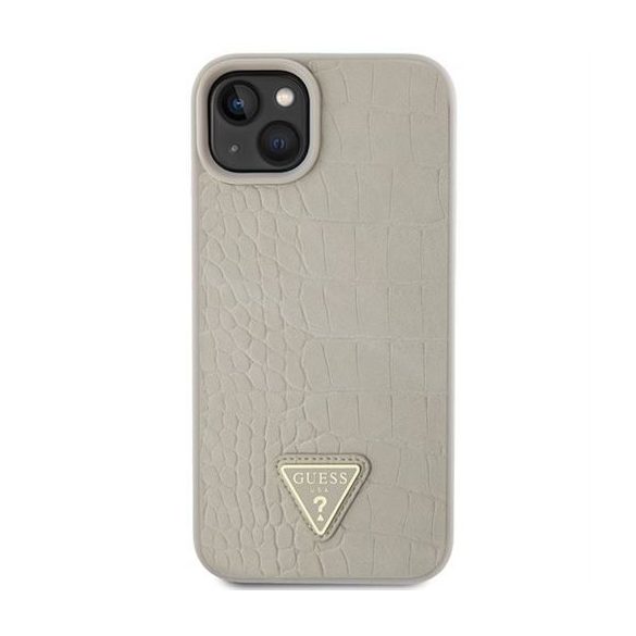 Husa GUESS pentru IPHONE 13 / 14 / 15 GUHCP15SPCRTHCD (Croco Triangle Metal Logo) auriu