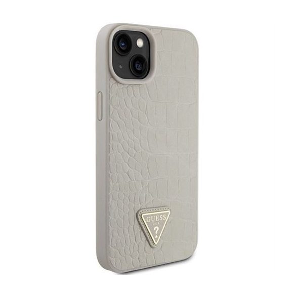 Husa GUESS pentru IPHONE 13 / 14 / 15 GUHCP15SPCRTHCD (Croco Triangle Metal Logo) auriu