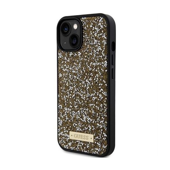 Husă GUESS pentru IPHONE 13 / 14 / 15 GUHCP15SPFGSBSD (Sigla Metal Strass) galbenă