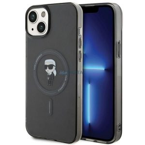 Husă originală KARL LAGERFELD KLHMP15MHFCKNOK pentru iPhone 15 PLUS (Ikonik + MAG / negru)