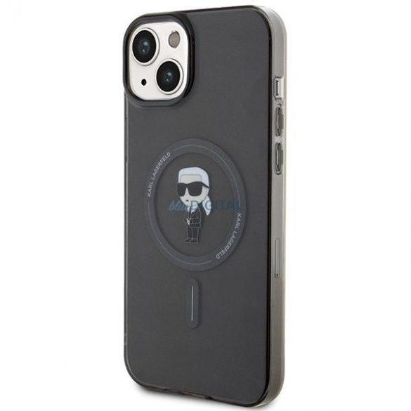 Husă originală KARL LAGERFELD KLHMP15MHFCKNOK pentru iPhone 15 PLUS (Ikonik + MAG / negru)