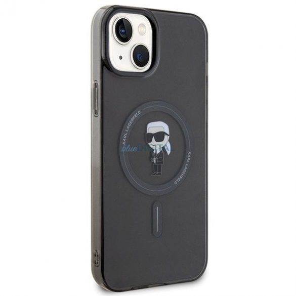 Husă originală KARL LAGERFELD KLHMP15MHFCKNOK pentru iPhone 15 PLUS (Ikonik + MAG / negru)