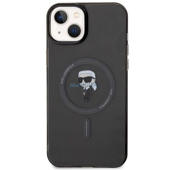 Husă originală KARL LAGERFELD KLHMP15MHFCKNOK pentru iPhone 15 PLUS (Ikonik + MAG / negru)