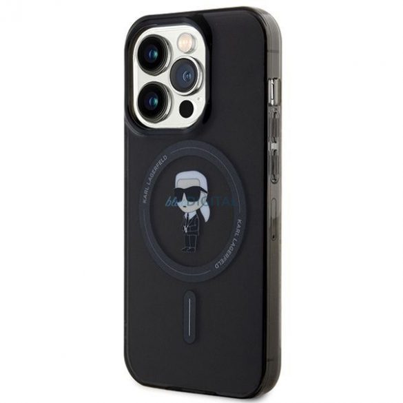 Husă originală KARL LAGERFELD KLHMP15LHFCKNOK pentru iPhone 15 PRO (Ikonik + MAG / negru)