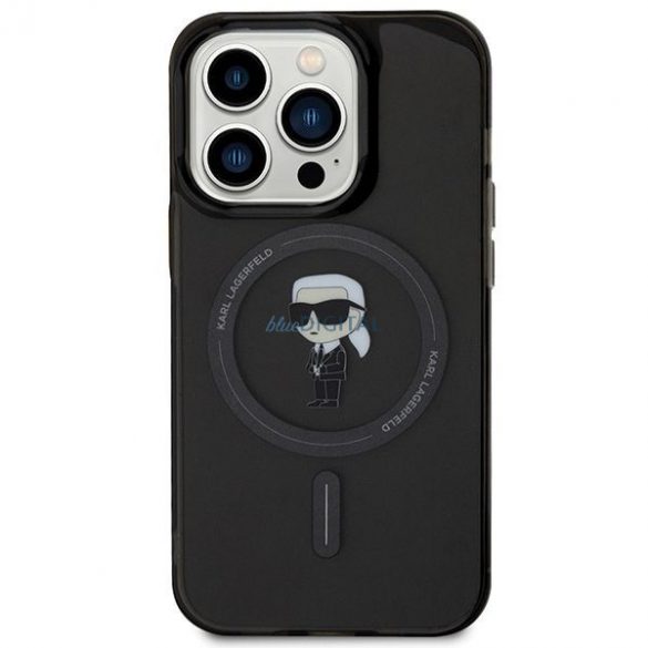 Husă originală KARL LAGERFELD KLHMP15LHFCKNOK pentru iPhone 15 PRO (Ikonik + MAG / negru)