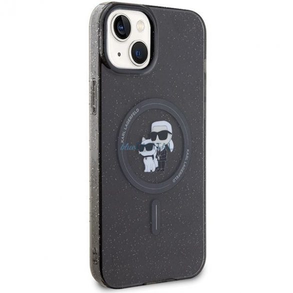 Husă originală KARL LAGERFELD KLHMP15SHGKCNOK pentru iPhone 15 (Sclipici + MAG / negru)