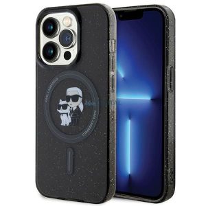 Husă originală KARL LAGERFELD KLHMP15LHGKCNOK pentru iPhone 15 PRO (Sclipici + MAG / negru)