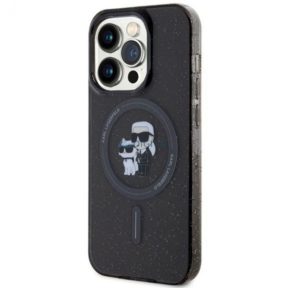 Husă originală KARL LAGERFELD KLHMP15LHGKCNOK pentru iPhone 15 PRO (Sclipici + MAG / negru)