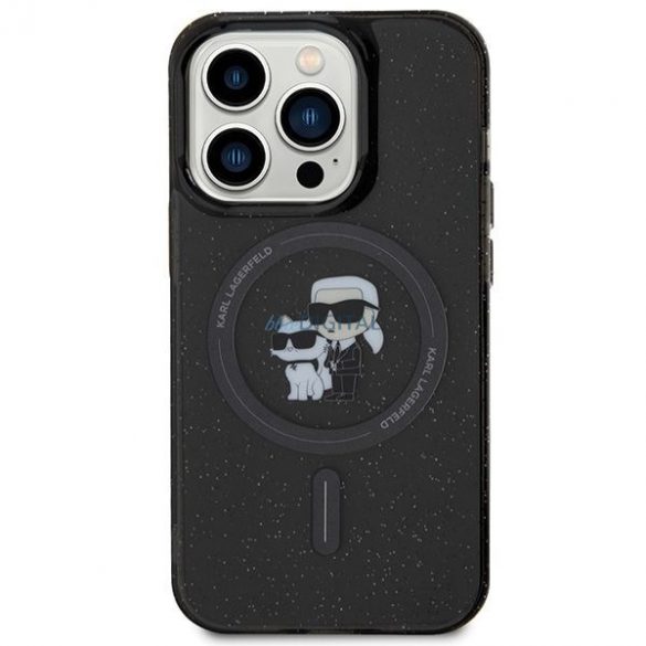 Husă originală KARL LAGERFELD KLHMP15LHGKCNOK pentru iPhone 15 PRO (Sclipici + MAG / negru)