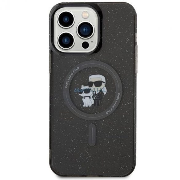 Husă originală KARL LAGERFELD KLHMP15XHGKCNOK pentru iPhone 15 PRO MAX (Sclipici + MAG / negru)