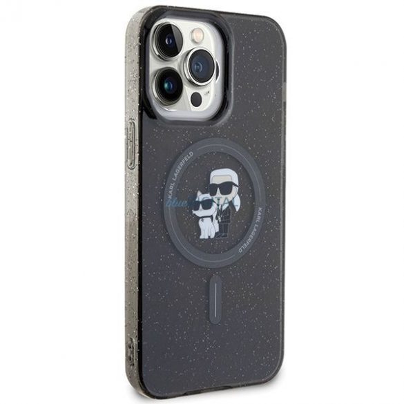 Husă originală KARL LAGERFELD KLHMP15XHGKCNOK pentru iPhone 15 PRO MAX (Sclipici + MAG / negru)