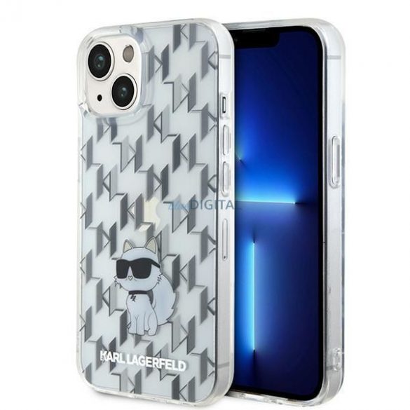 Husă originală KARL LAGERFELD KLHCP15SHNCMKLT pentru iPhone 15 (Monogramă / transparentă)