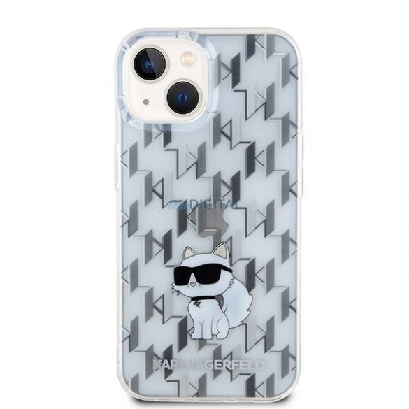 Husă originală KARL LAGERFELD KLHCP15SHNCMKLT pentru iPhone 15 (Monogramă / transparentă)