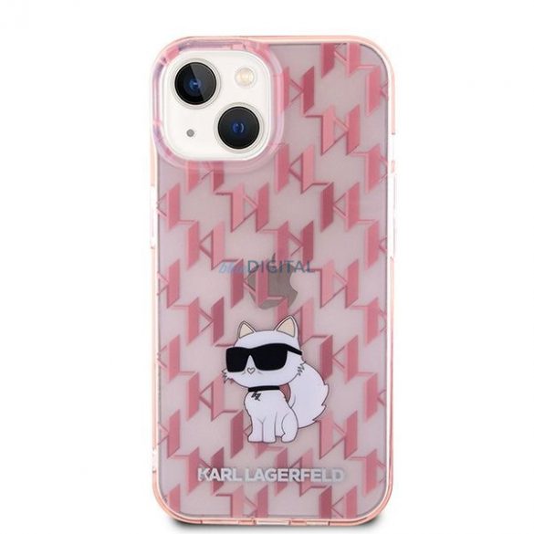 Husă originală KARL LAGERFELD KLHCP15SHNCMKLP pentru iPhone 15 (Monogramă / roz)