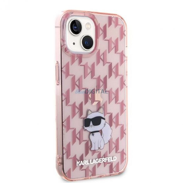 Husă originală KARL LAGERFELD KLHCP15SHNCMKLP pentru iPhone 15 (Monogramă / roz)