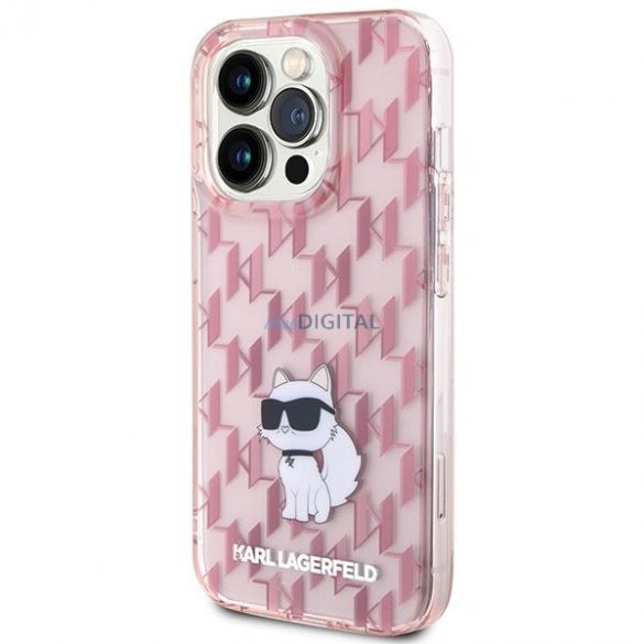 Husă originală KARL LAGERFELD KLHCP15LHNCMKLP pentru iPhone 15 PRO (Monogramă / roz)