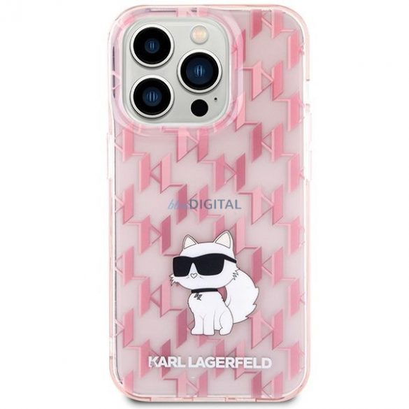 Husă originală KARL LAGERFELD KLHCP15LHNCMKLP pentru iPhone 15 PRO (Monogramă / roz)