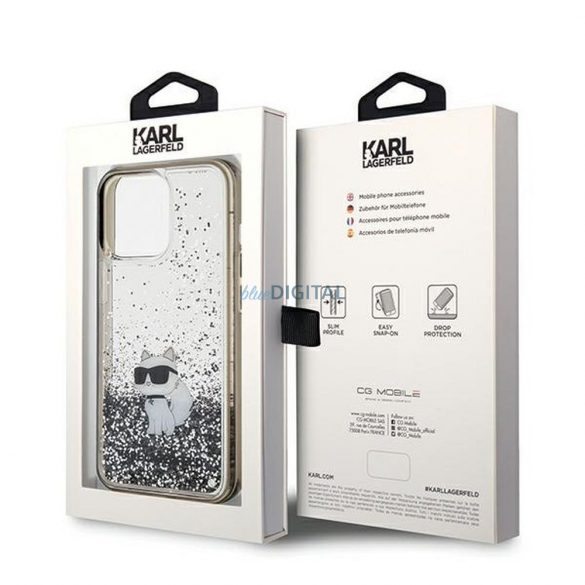 Husă originală KARL LAGERFELD KLHCP13LLKCNSK pentru iPhone 13 Pro (Liquid Glitter C / transparent)