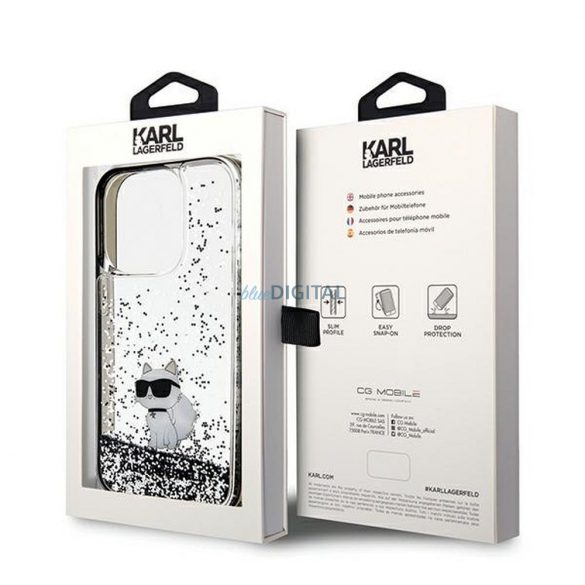 Husă originală KARL LAGERFELD KLHCP14LLKCNSK pentru iPhone 14 Pro (Liquid Glitter C / transparent)