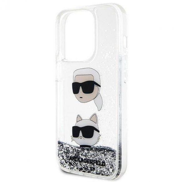 Husă originală KARL LAGERFELD KLHCP14LLDHKCNS pentru iPhone 14 Pro (Liquid Glitter KC / alb)