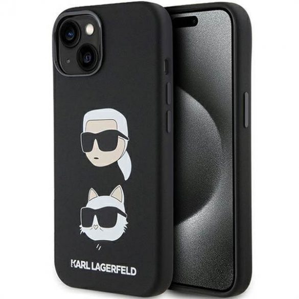 Husă originală KARL LAGERFELD KLHCP15MSDHKCNK pentru iPhone 15 Plus (silicon KC / negru)