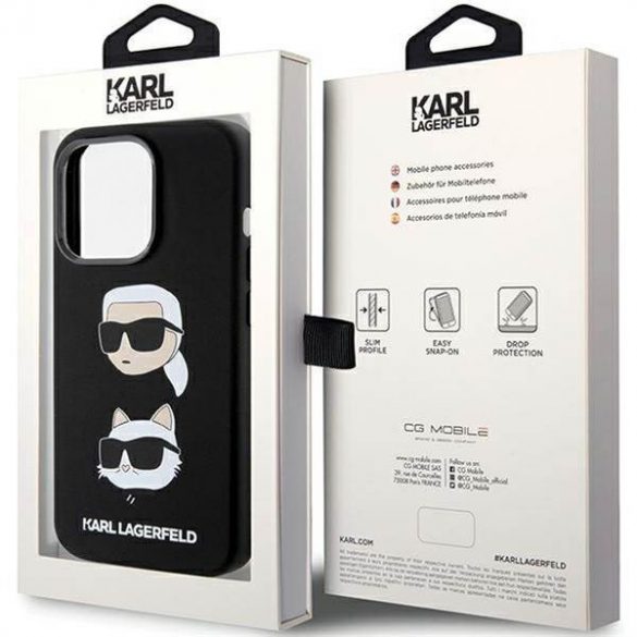 Husă originală KARL LAGERFELD KLHCP15LSDHKCNK pentru iPhone 15 Pro (silicon KC / negru)