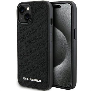 Husă originală KARL LAGERFELD KLHCP15SPQKPMK pentru iPhone 15 (model matlasat / negru)