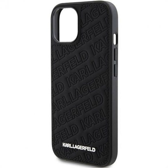 Husă originală KARL LAGERFELD KLHCP15SPQKPMK pentru iPhone 15 (model matlasat / negru)