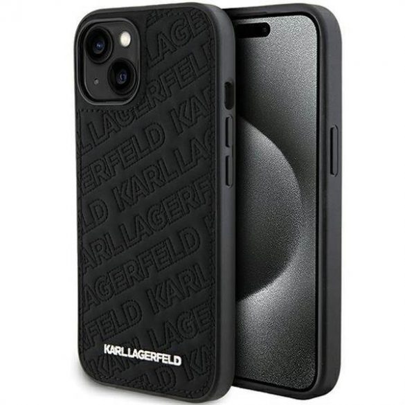 Husă originală KARL LAGERFELD KLHCP15MPQKPMK pentru iPhone 15 Plus (model matlasat / negru)