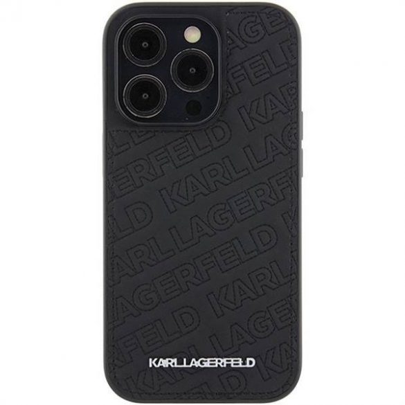 Husă originală KARL LAGERFELD KLHCP15LPQKPMK pentru iPhone 15 Pro (model matlasat / negru)